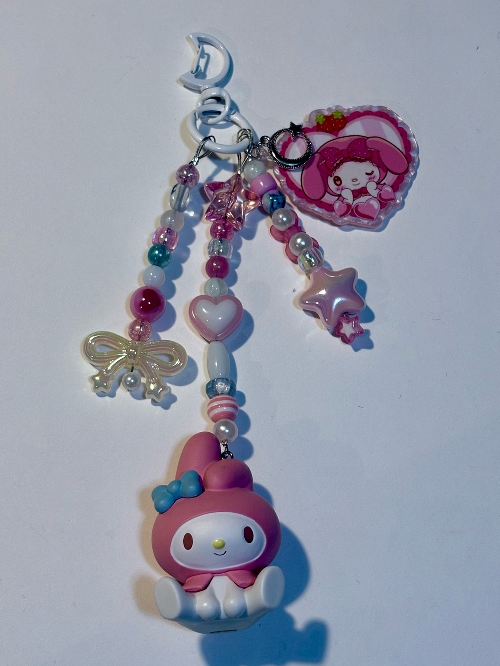Sanrio My Melody Pink and White Beaded Bag Charm